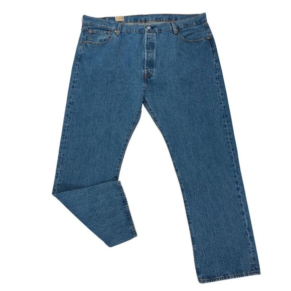 Levis 501 Original Fit Button-Fly Blue Jeans Mens W44 L32 Cotton Denim Classic. - Picture 3 of 7